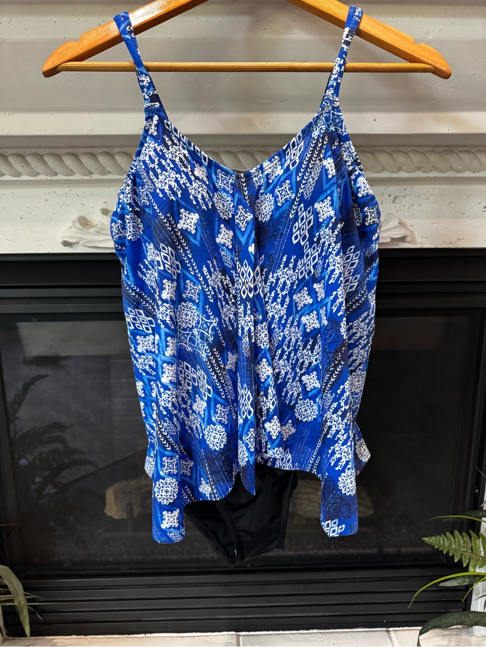 🆕 Shape Solver by Penbrooke Blue Printed One-Piece Fauxkini